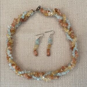 Multicolor Beaded Necklace and Earrings Set NWOT